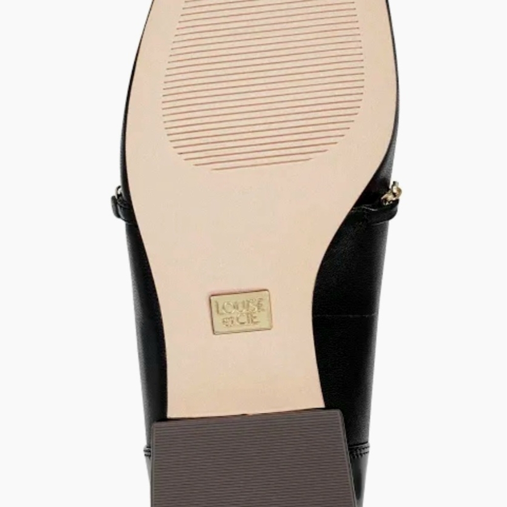 Black Leather Loafers with Gold Chain Detail - Picture 5 of 5